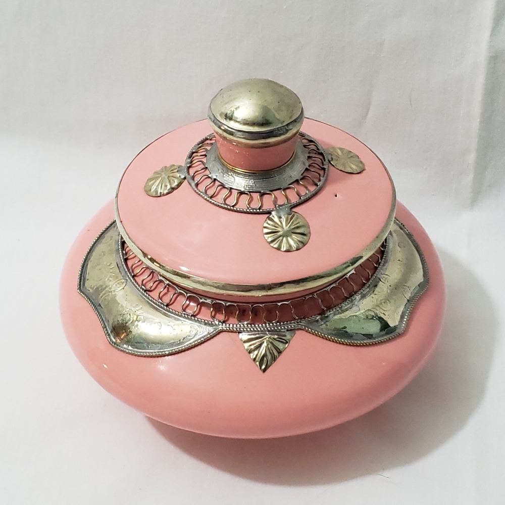 Vintage Boho Chic Pink Vanity Jar